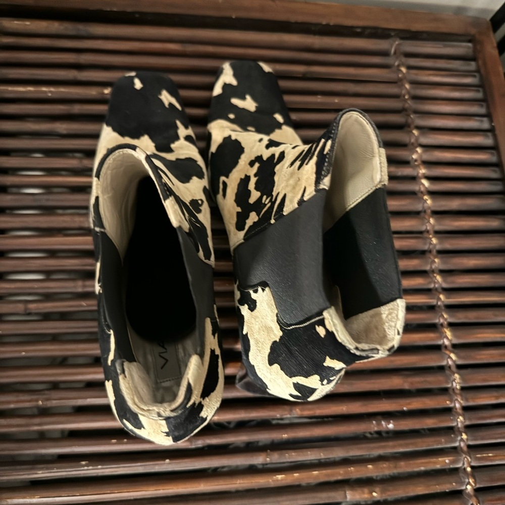 Via Spiga Ankle Boots Cow Print Suede Square Toe size 8.5 Made in Italy Y2K 90s - Picture 14 of 15